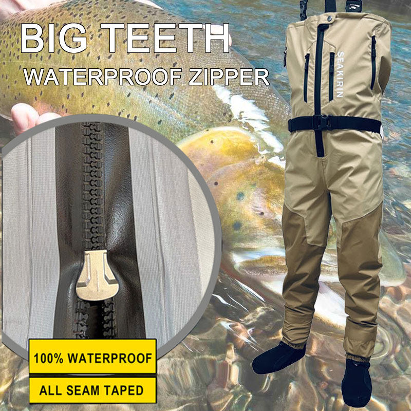 Fishing Pants Waterproof - Waders de pesca respiráveis com zíper