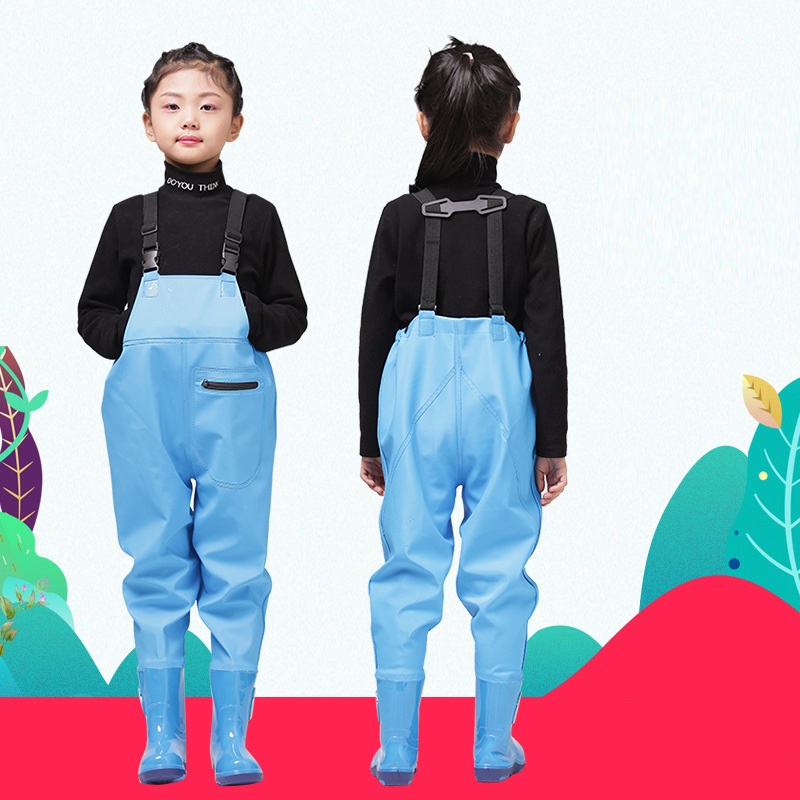 Fishing Rain Suit - Peito limícolas com botas para crianças,