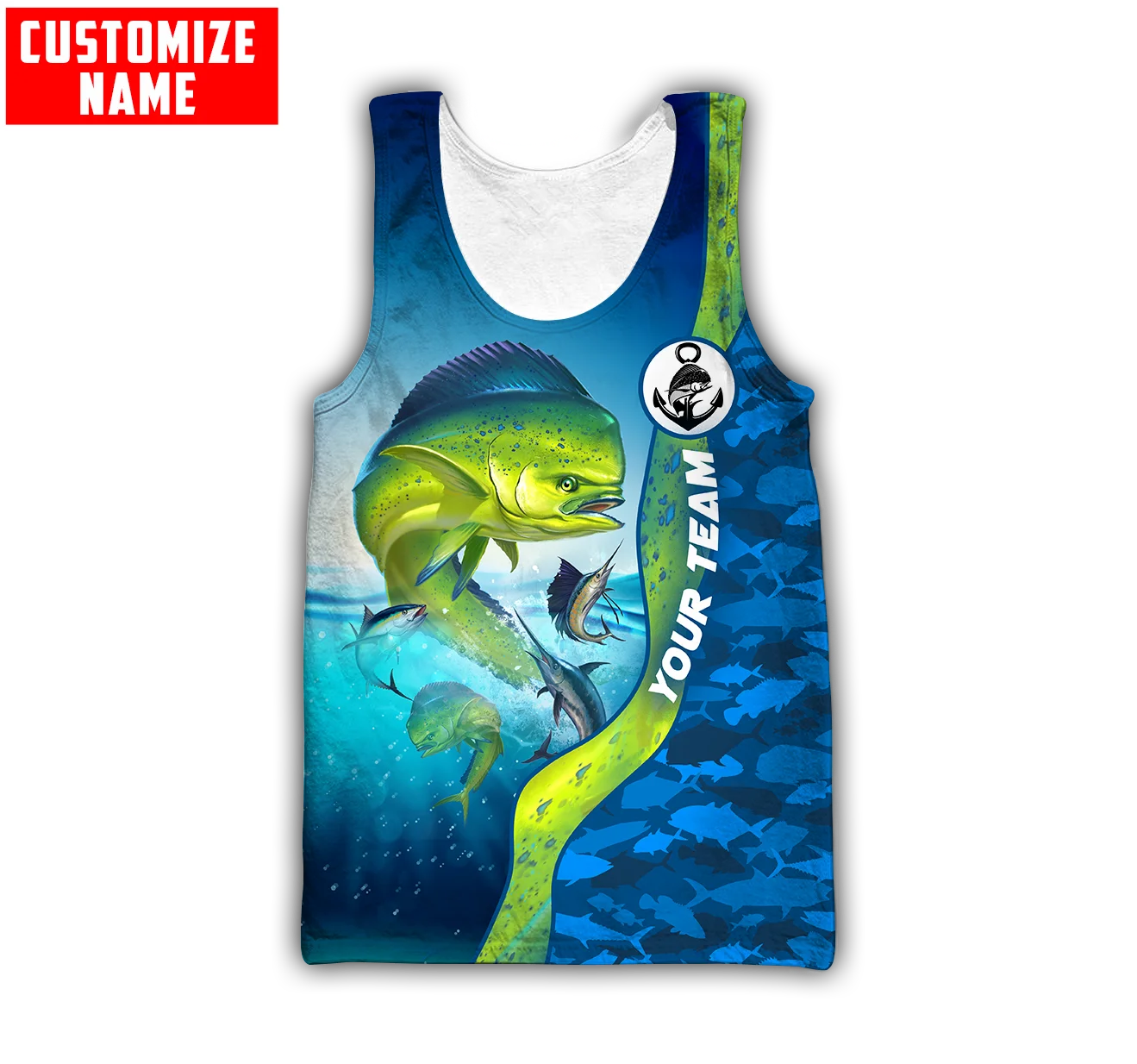 Fishing Vest - Nome personalizado mahi mahi pesca 3d