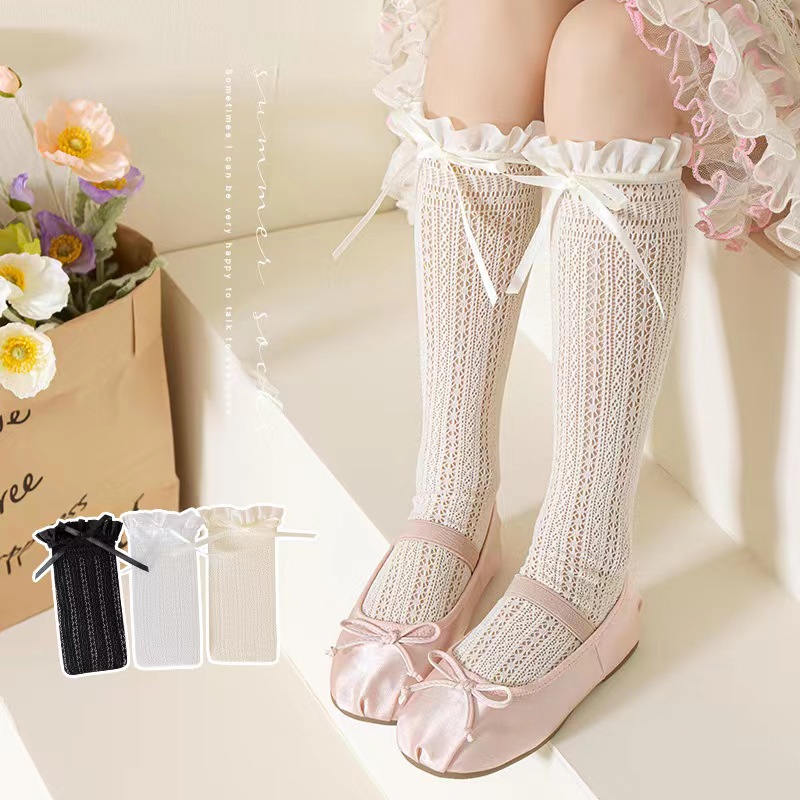 Fishing Socks - Meninas longo tubo meias de renda