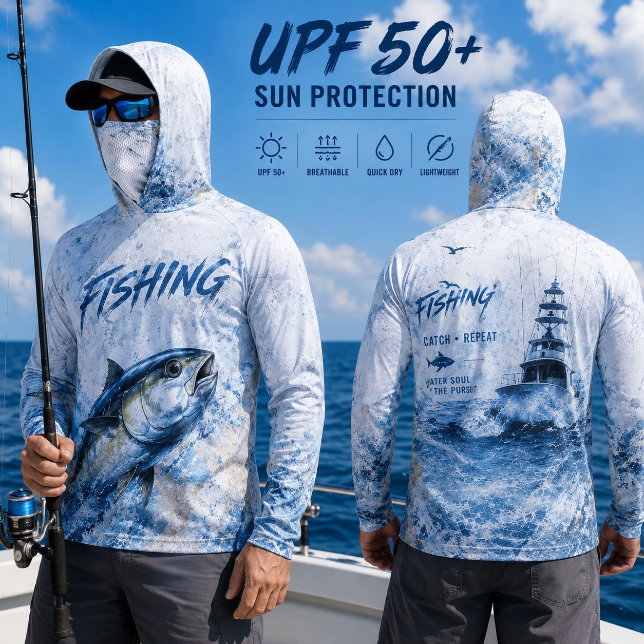 Camisa de Pesca com Capuz para - Fishing Hoodie avaliação e preço