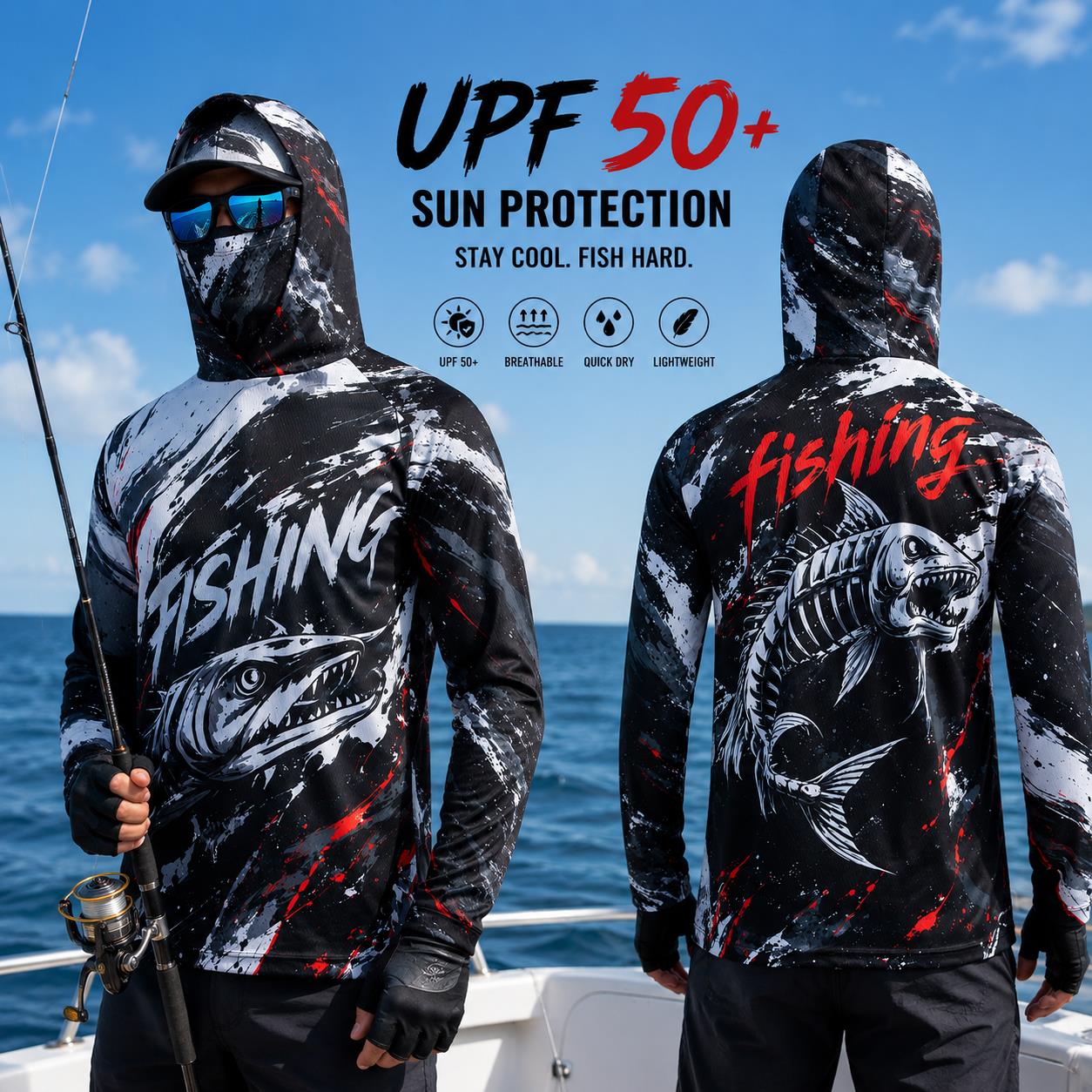 Camisa de Pesca Masculina com  - Fishing Hoodie avaliação e preço
