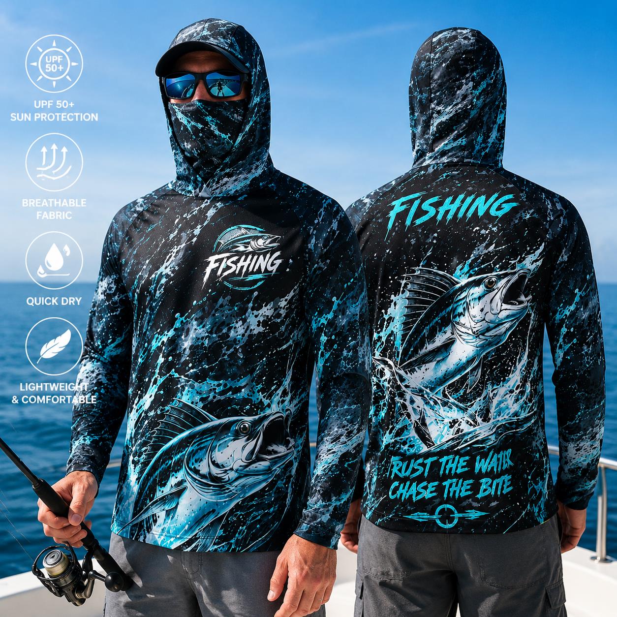 Camisa de Pesca Masculina com  - Fishing Hoodie avaliação e preço