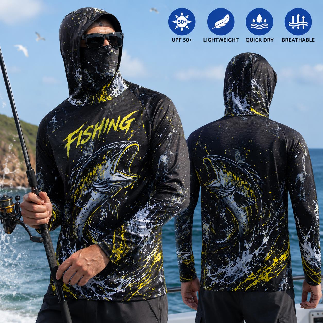 Camisa de Pesca Masculina com  - Fishing Hoodie avaliação e preço