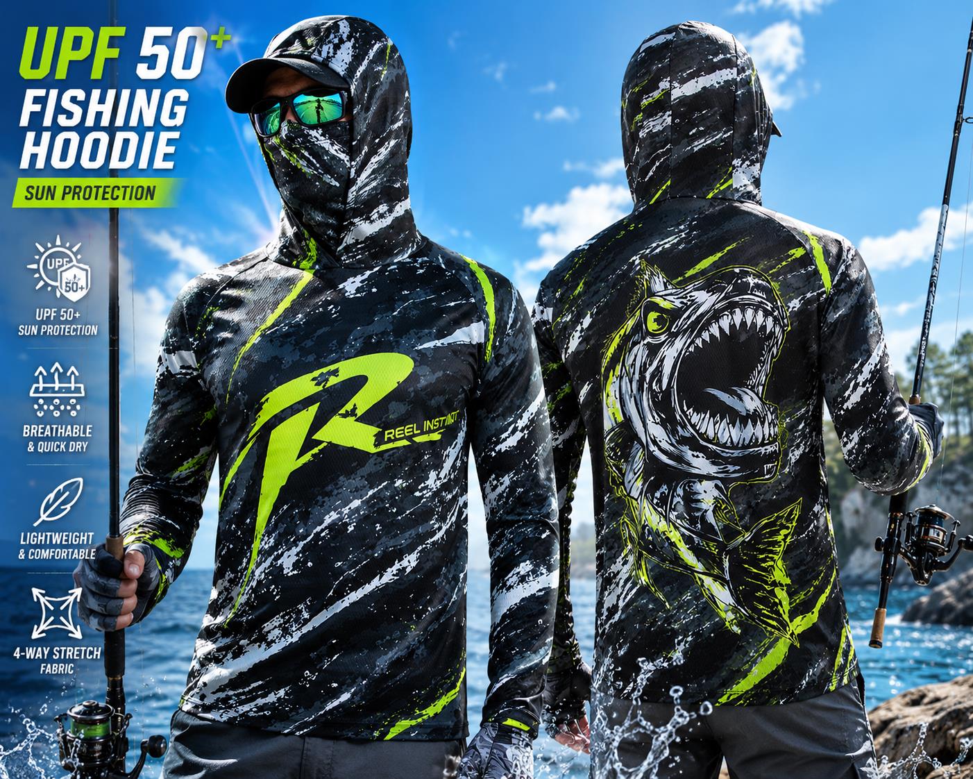 Camisa de Pesca Masculina com  - Fishing Hoodie avaliação e preço