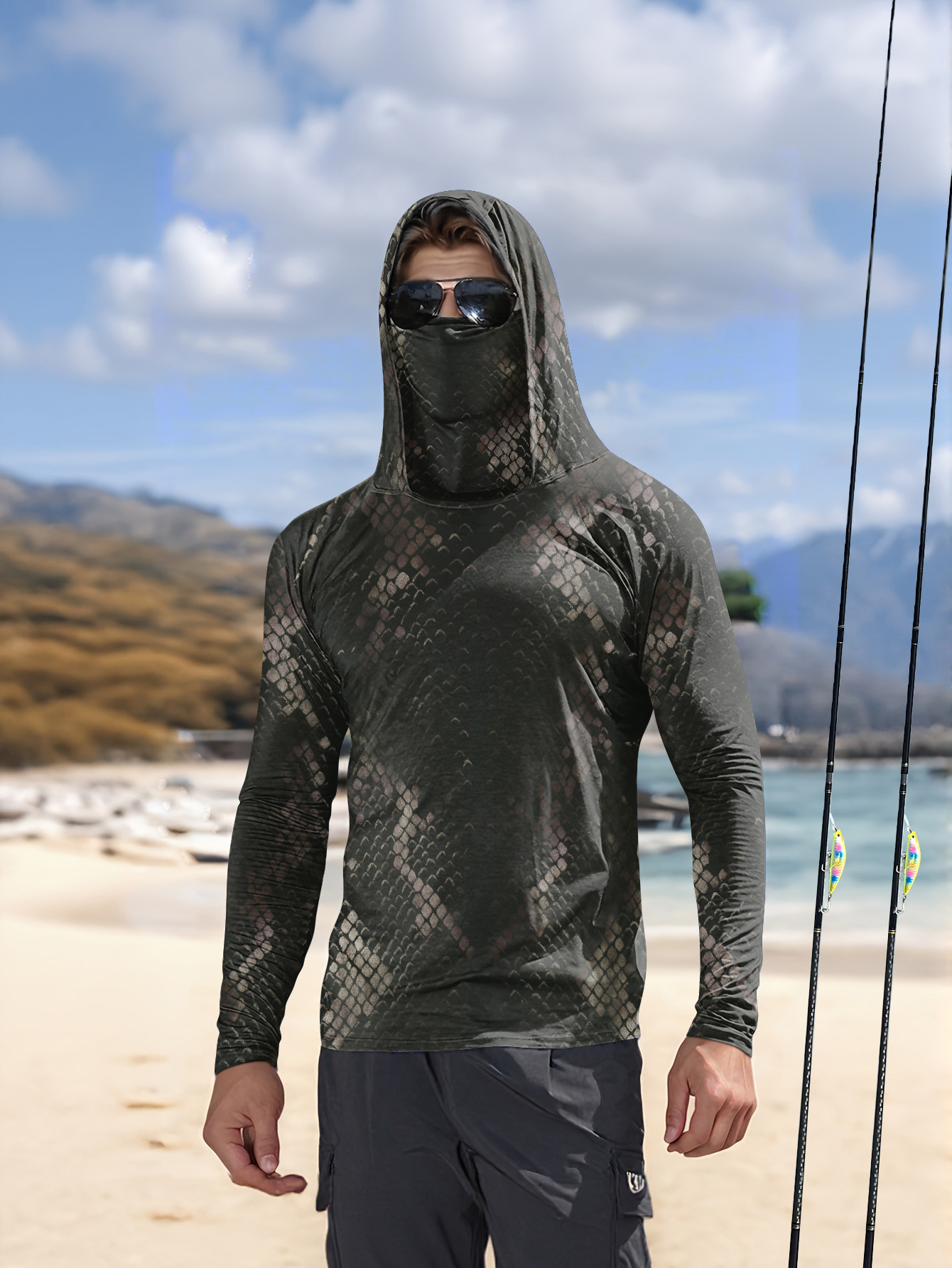 Camisa de Pesca Masculina com  - Fishing Shirt Uv Protection avaliação e preço
