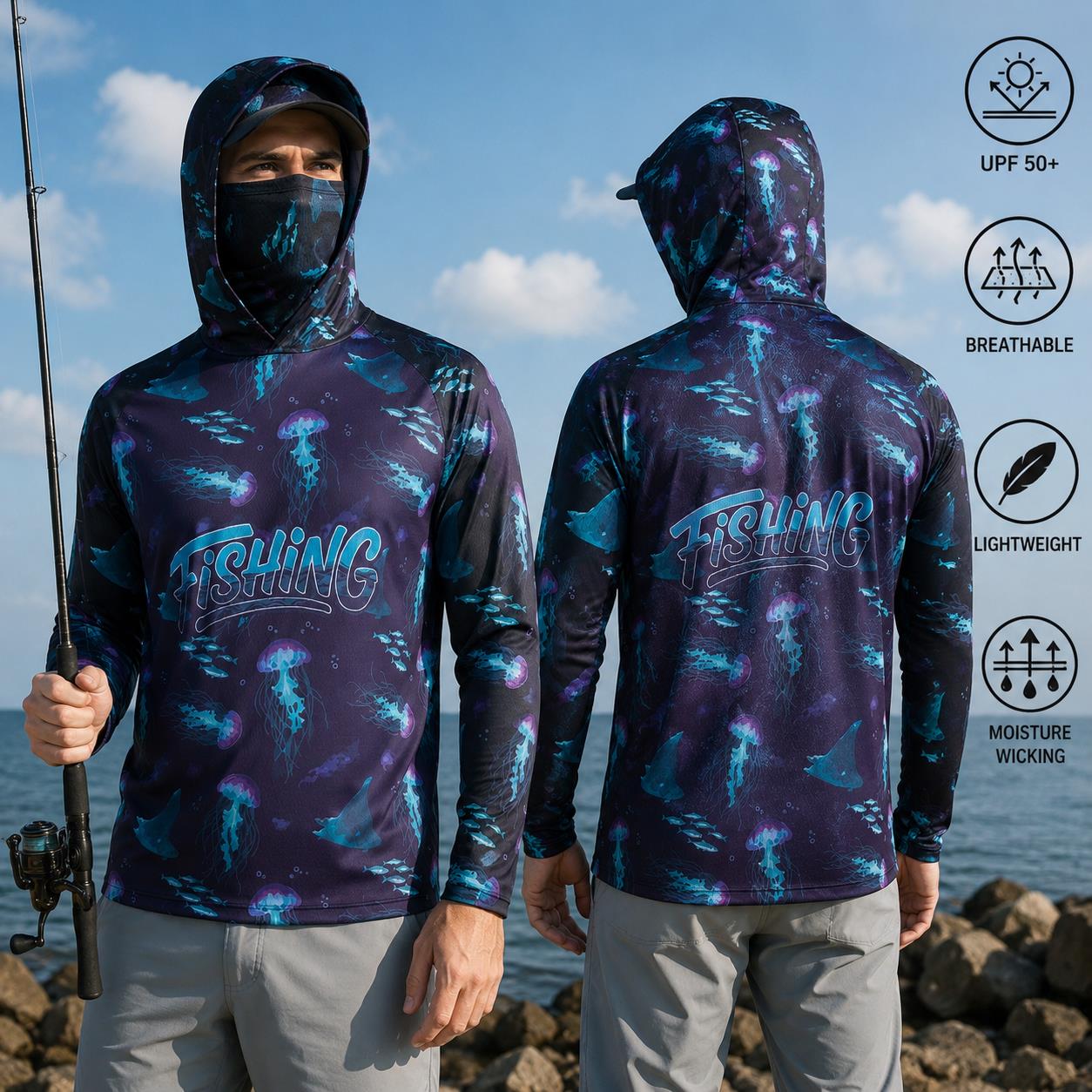 Camisa de Pesca com Capuz para - Fishing Hoodie avaliação e preço