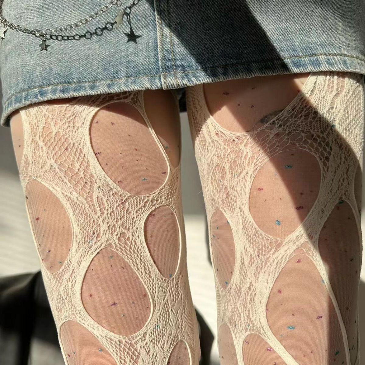 Sexy punk feminino buraco queb - Fishing Socks avaliação e preço
