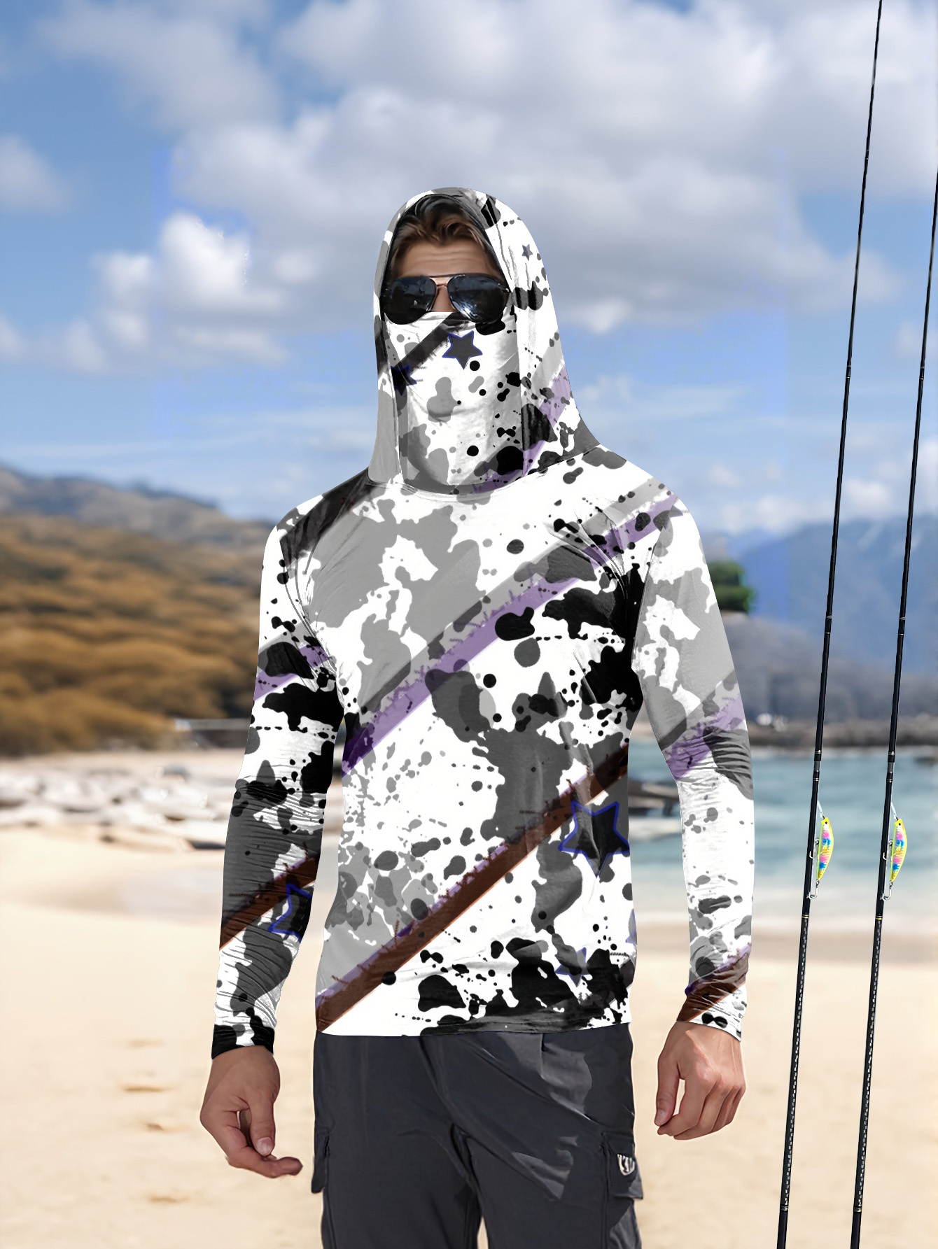 Camisa de pesca masculina com  - Fishing Shirt Uv Protection avaliação e preço