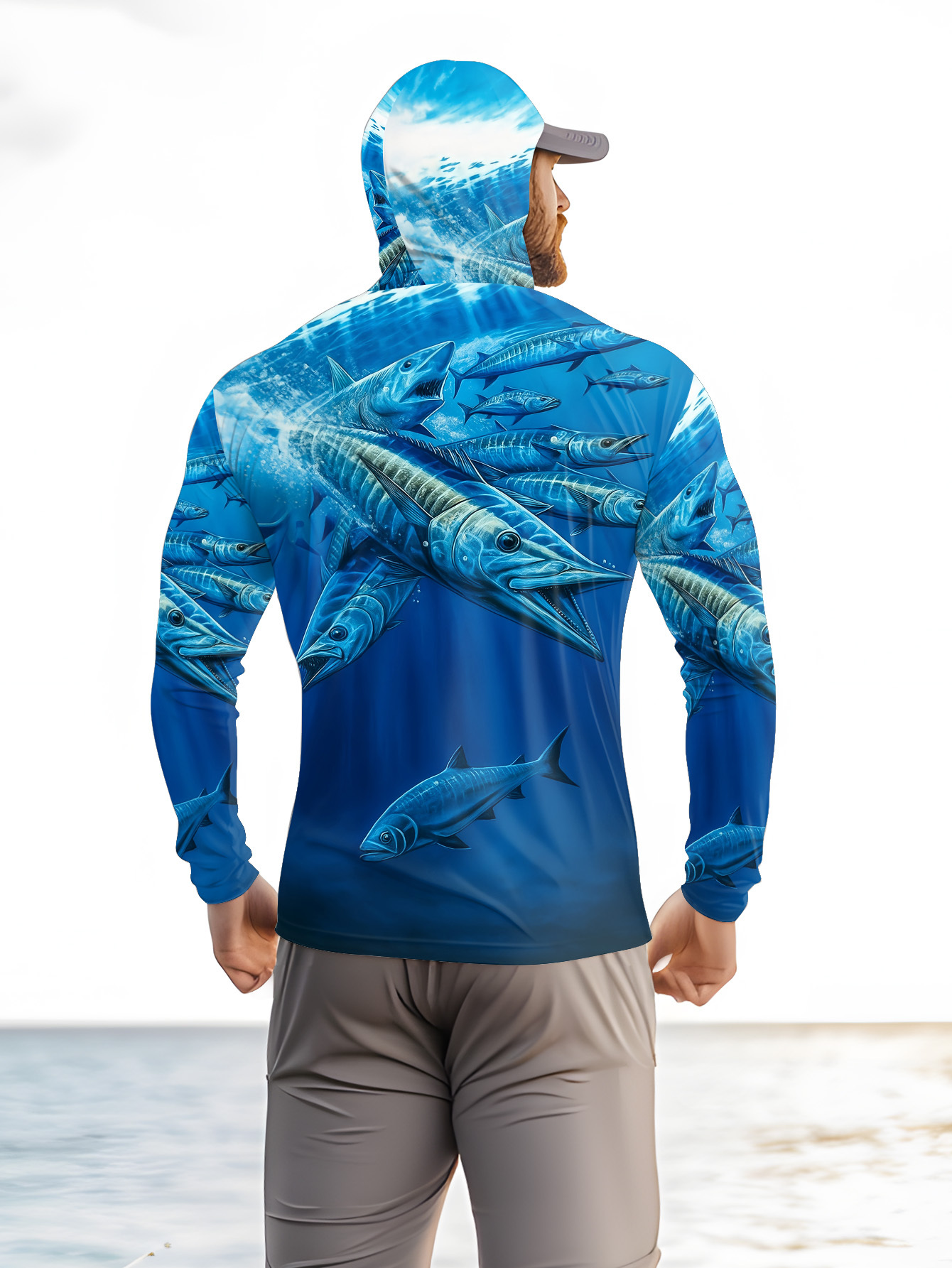 Camisa de pesca masculina com  - Fishing Shirt Uv Protection avaliação e preço